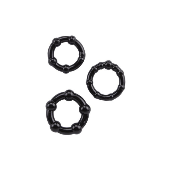 Pack 3 cockring noir avec billes 